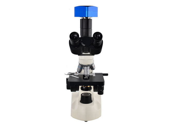 Microscopio blanco del laboratorio médico, visera del yelmo de los agujeros del microscopio 4 del laboratorio de ciencia